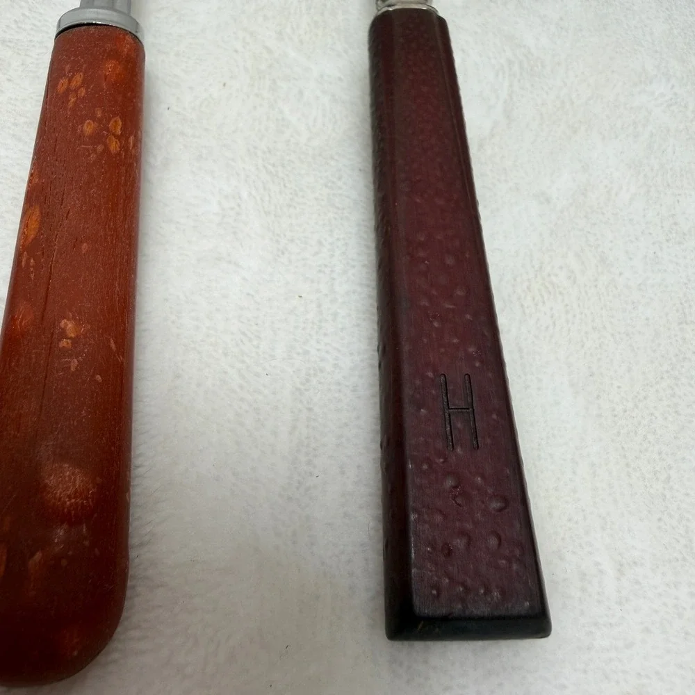 VTG Bakelite‎ Flatware Set 3pc Tapered Brown Orange Handles Forks Spoon *AS IS*